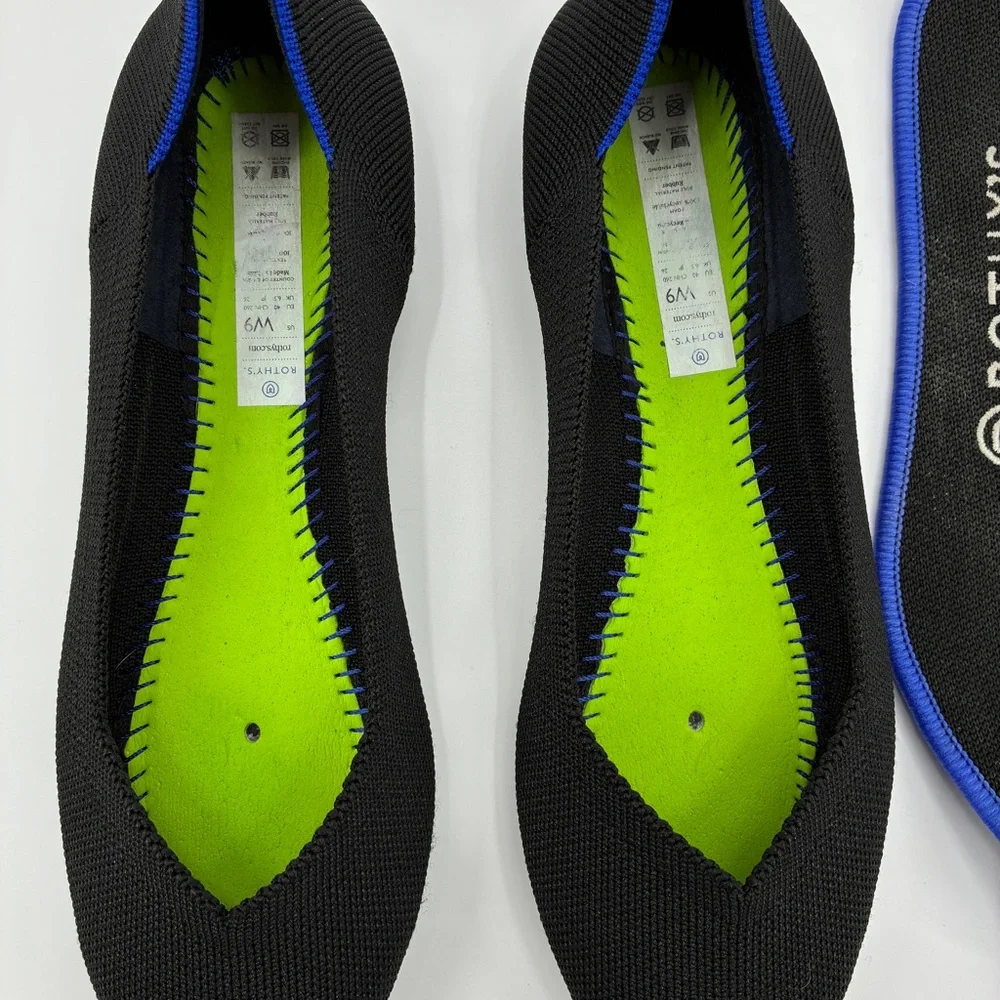 Rothy’s Women’s Black Knit ‘The Point’ Flats Slip On Dress Shoes Comfort Size 9 - Picture 4 of 10